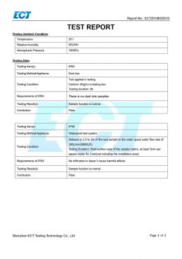 ໃບຢັ້ງຢືນການທົດສອບ EK IP66